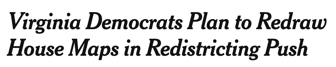 Virginia Democrats Plan to Redraw House Maps in Redistricting Push